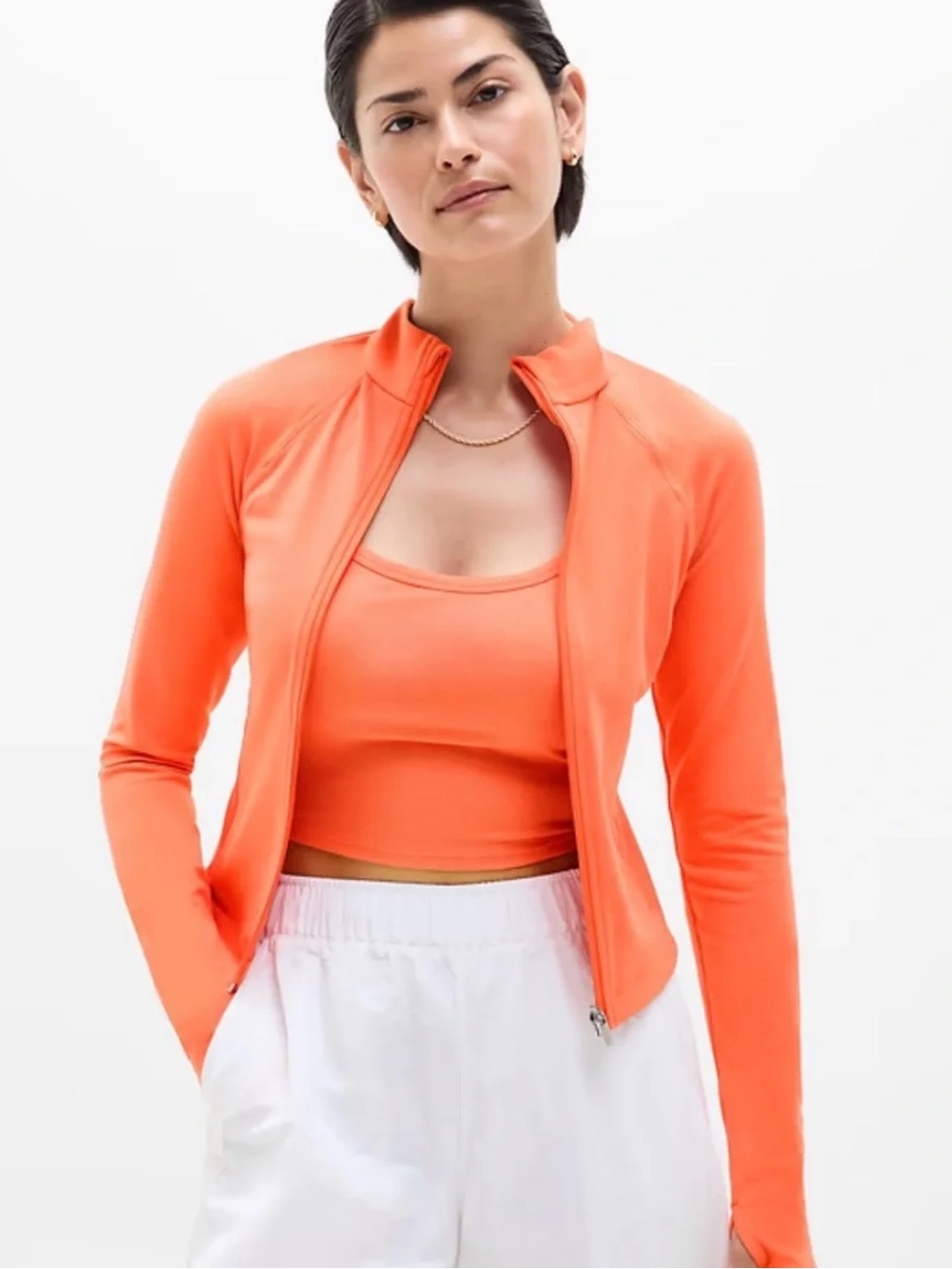 NWT Athleta Salutation Crop Jacket | Sunset Glow Orange | Size Medium